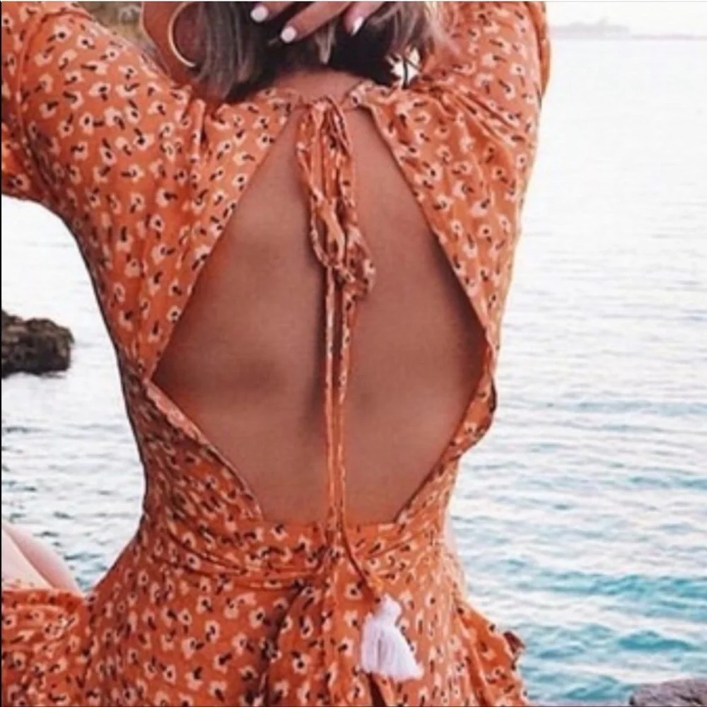 Faithfull The Brand Cedric Jumpsuit Vintage Bloom Peach Floral Women’s Large 8 - Picture 8 of 17
